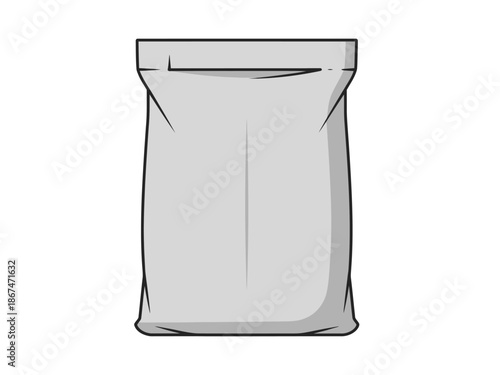 Minimalist Illustration of a Sealed Paper Bag on a White Background