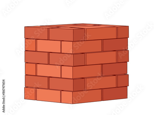 Illustration of a Simple Brick Structure A Building Block Concept in a Simplified Graphic