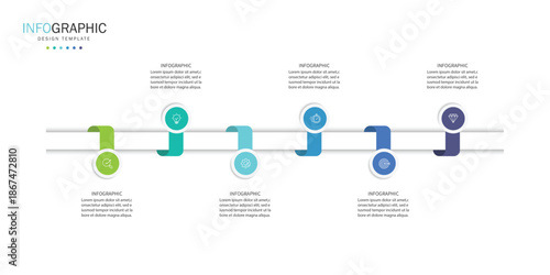 Infographic vector element design template with 6 steps process or options suitable for business data presentation.