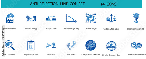 ESG Carbon Accounting Scope 3 Emissions & CSRD Compliance Icon Set