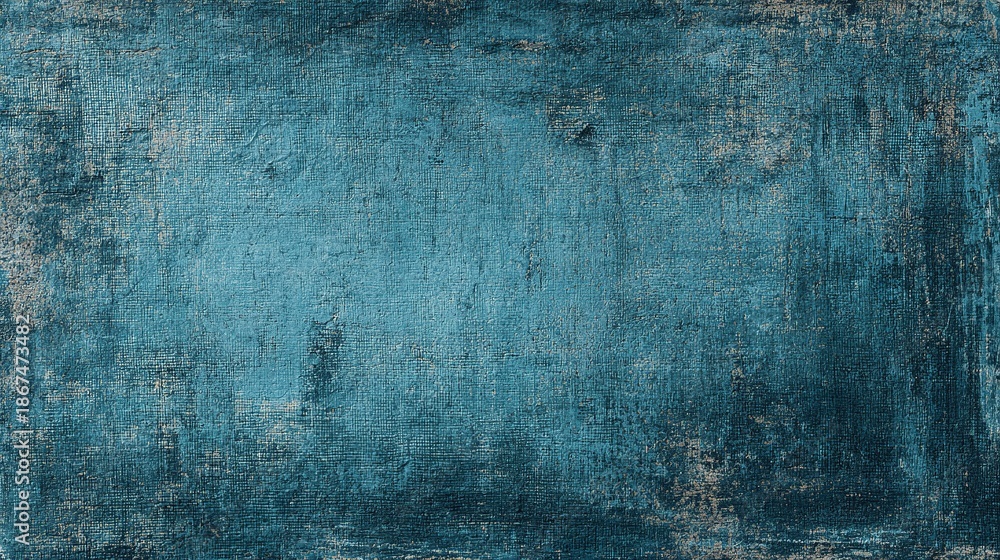 Obraz premium Distressed Teal Blue Textured Background with Grunge Elements
