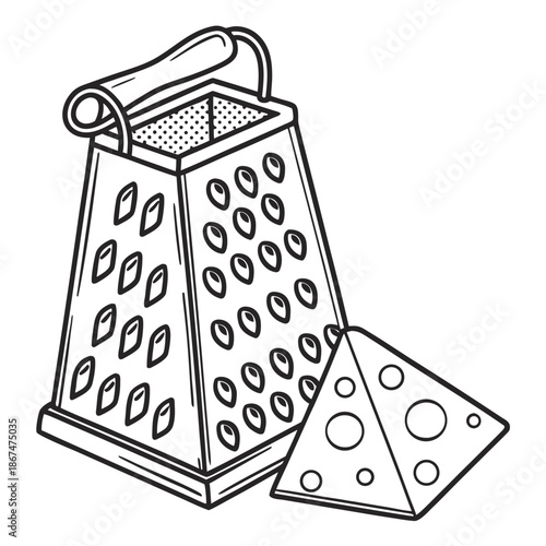 Kitchen Grater Icon Outline Vector Tool Design