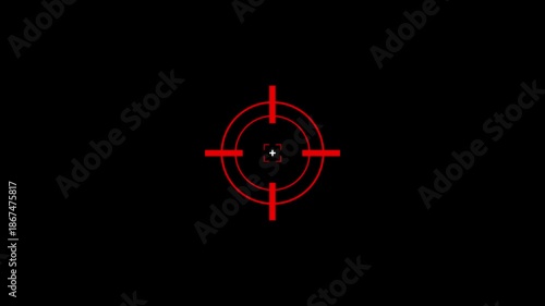 Animated of target icon with crosshair design symbolizes precision, accuracy, and focus in digital interfaces.Targeting System with Animated Crosshairs and Digital Data Readout.