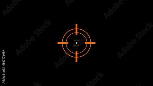 Animated of target icon with crosshair design symbolizes precision, accuracy, and focus in digital interfaces.Targeting System with Animated Crosshairs and Digital Data Readout.