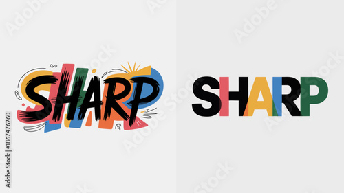 a vibrant visual comparison of the word sharp presented in two distinct typographic styles with differing color schemes and textures high quality professional detailed modern elegant