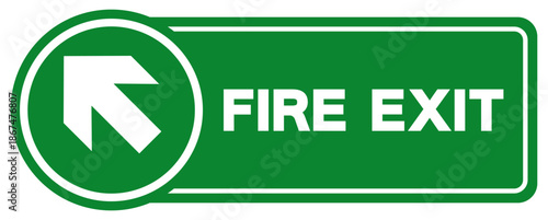 Fire Exit Arrow Left Up Symbol Sign, Vector Illustration, Isolate On White Background Label. EPS10