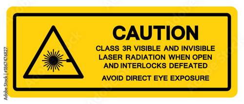 Caution Class 3R Visible And Invisible Laser Radiation Symbol Sign,Vector Illustration, Isolate On White Background Label.EPS10
