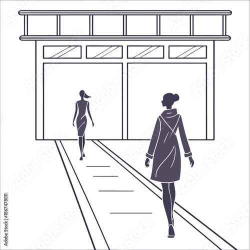 Minimal Runway Fashion Show Icon - Stylish Vector Illustration