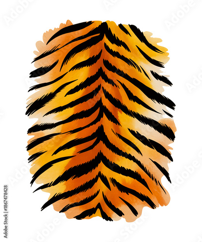Orange and black tiger fur pattern watercolor tiger stripes