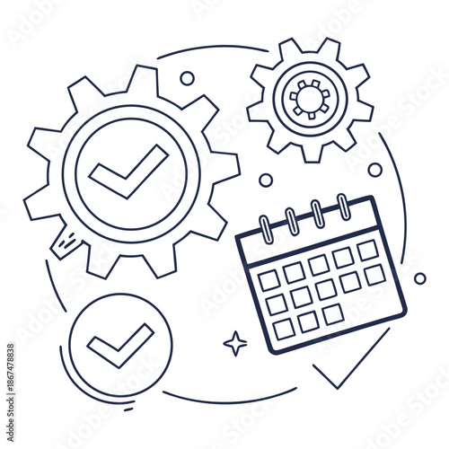 Subscription Management Icon Outline Vector on White, Service Plan