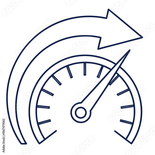 System Performance Speed Icon Vector, Line Art Isolated on White