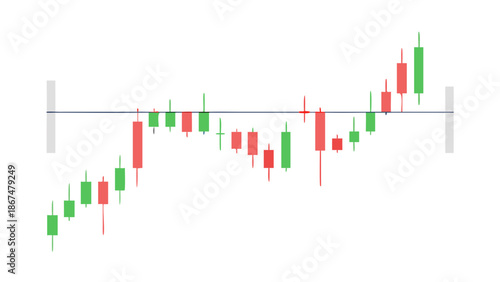 A minimalist vector representation of a professional trading candlestick chart showing price movement trends (bullish and bearish).