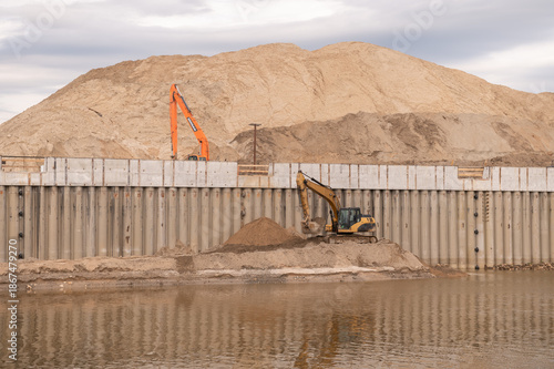 Photos Deepening the riverbed and extracting river sand