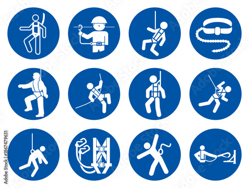 Safety Harness Set Symbol Sign,Vector Illustration, Isolated On White Background Label.EPS10