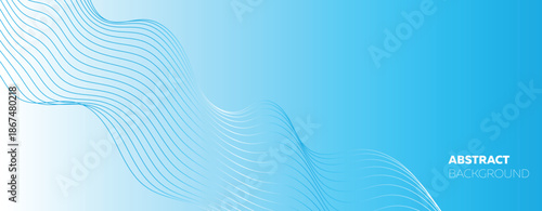 abstract blue wave background. Blue minimal round lines abstract background. Thin line wavy abstract vector background. Curve wave seamless pattern. Line art striped graphic template