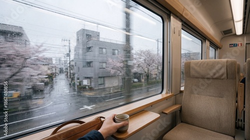 A serene train interior off...