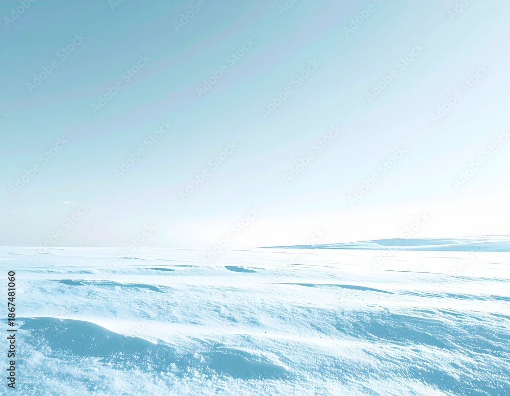 Fototapeta premium Arctic Landscape Under Clear Blue Sky with Snow Covered Ground