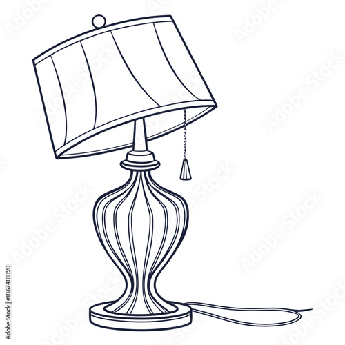 Modern Minimal Table Lamp Vector Illustration, Isolated Home Decor