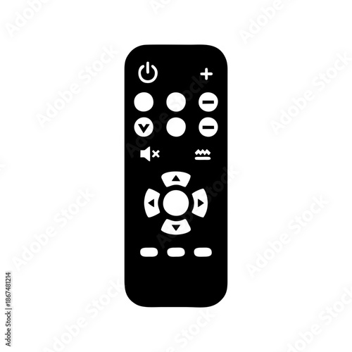 Black remote control with various buttons