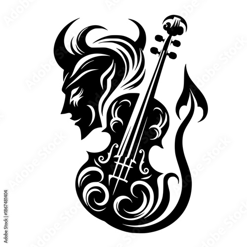 Devil's violin silhouette