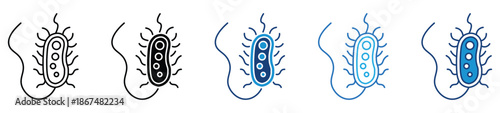 Bacteria icon set in multiple styles