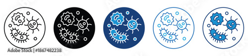 Microorganism icon set in multiple styles