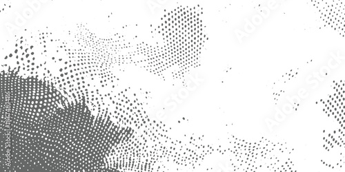 Grey halftone dots pattern abstract background with white space texture