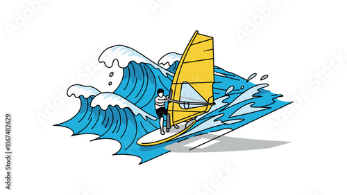 Dynamic windsurfing adventure on vibrant ocean waves