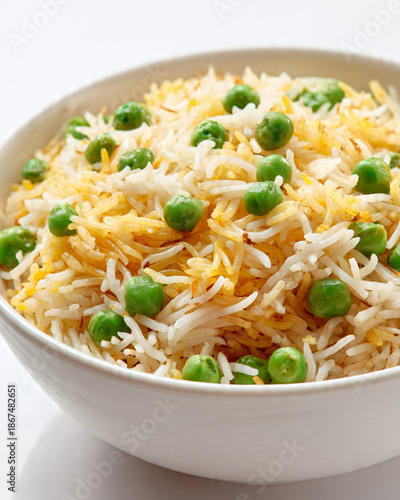 Peas poulao on white background | baryani on white background 