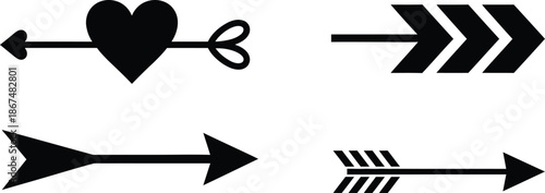 Collection of four distinct arrow icons with unique designs