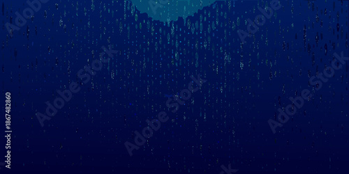 Deep blue underwater scene with pixelated effect and subtle light above
