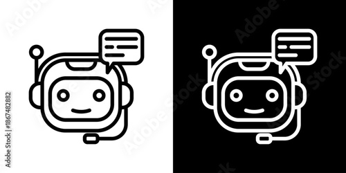 Chatbot Icon Set Vector Collection Isolated In Black And White