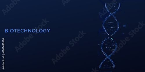 Biotechnology concept with a glowing dna double helix structure illustration