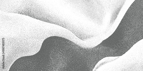 Abstract monochrome stippled texture with flowing organic shapes and gradients dots