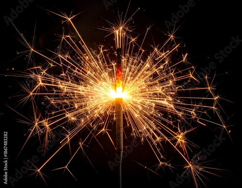 Wallpaper Mural Burning Sparkler Against Black Background Radiating Golden Light Torontodigital.ca