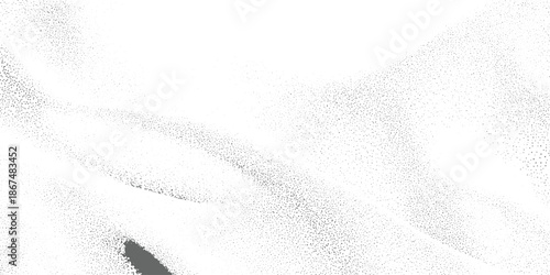 Abstract grey dots forming flowing shapes on white background texture pattern