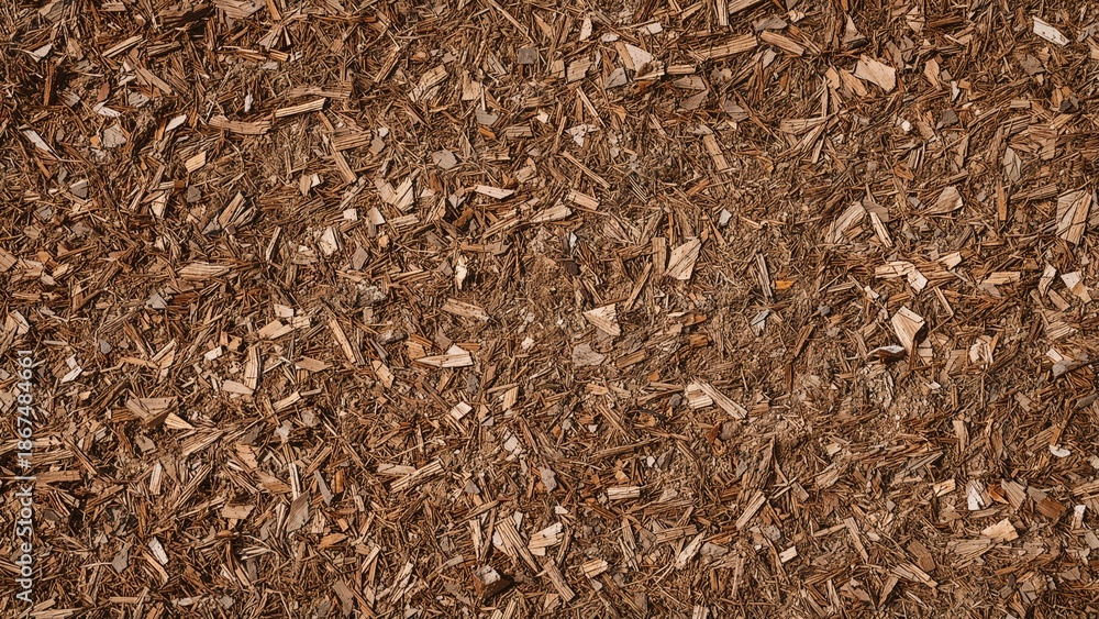 Fototapeta premium Close-up of wood chips or mulch surface.