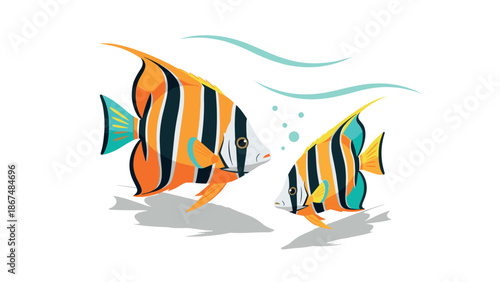 Colorful angelfish swimming: vibrant marine life and ocean design inspiration