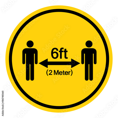 Keep Your Distance 6ft Observe Social Distance Guidance Symbol Sign, Vector Illustration, Isolate On White Background Label. EPS10