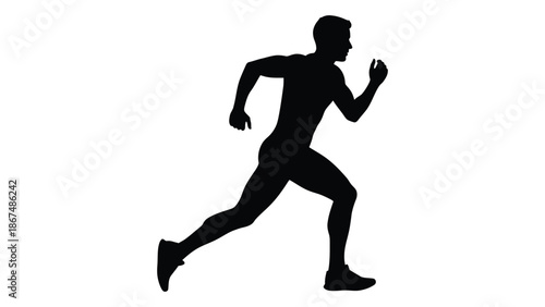 Silhouette of a man running captured in a dynamic and energetic pose