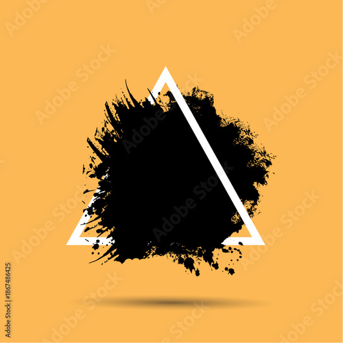Abstract triangle symbol on vibrant orange background