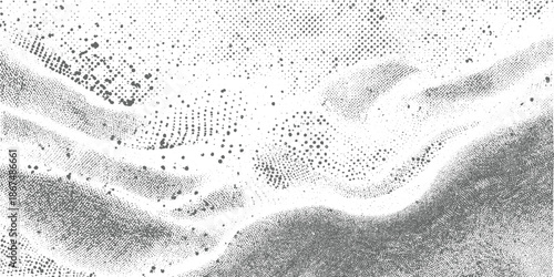 Abstract grayscale pattern of dots and lines forming organic shapes circles