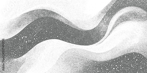 Abstract grayscale wavy bands of stippled dots and speckles background texture pattern