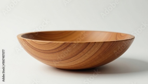 Hand-carved oak bowl, smooth finish Natural light , kitchenware, oak, sustainable