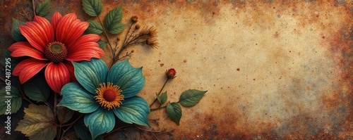 Handcrafted tapestry, muted tones, aged wallpaper, room, contemporary, aesthetic