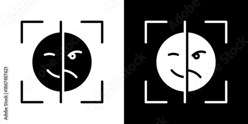 Emotion Recognition Icon Set Vector Collection Isolated In Black And White