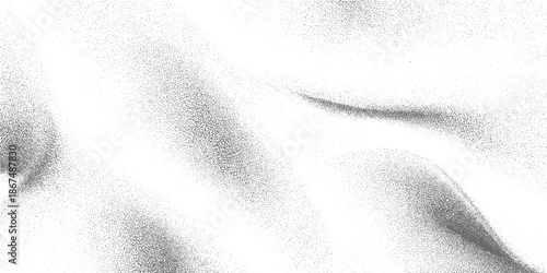 Abstract grey dots forming textured wavy shapes on white background