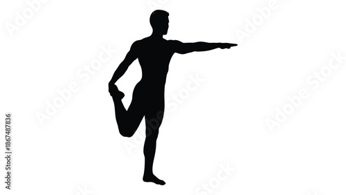 Silhouette of a man stretching his leg demonstrating flexibility and fitness