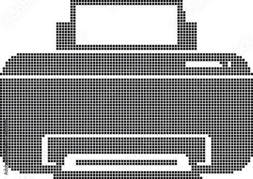 Black Printer on White Background, Office Equipment, Isolated and Close-up