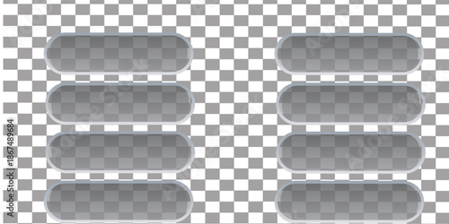 Glass frame isolated on transparent background. Vector Plastic screen display, Blank glass bar or panel for your design. UI UX Glass Screen of Mobile Smartphone Device.